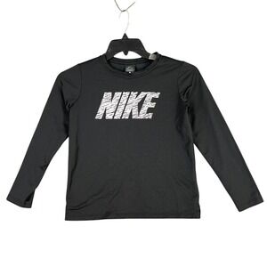 Nike Shirt Boy Large Black Dri Fit Long Sleeve Activewear Sports Tee Long Sleeve